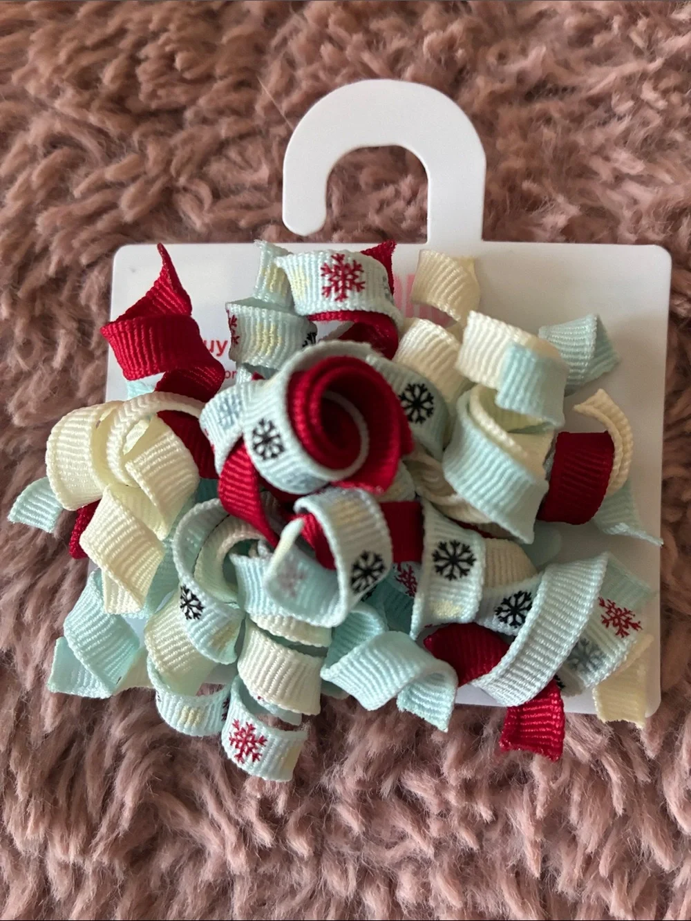 Gymboree Red, Cream & Light Blue Korker Hair Clip with Snowflake Accents